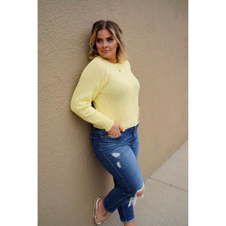 Only Accessories Short Ribbed Crew Neck Yellow