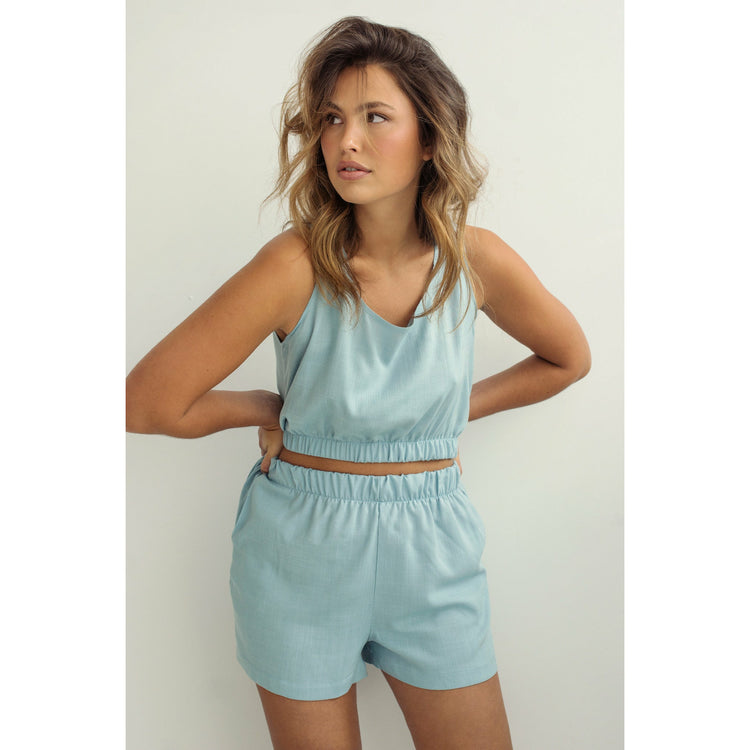 Dailystory Ocean Eyes Top and Shorts Set Blue