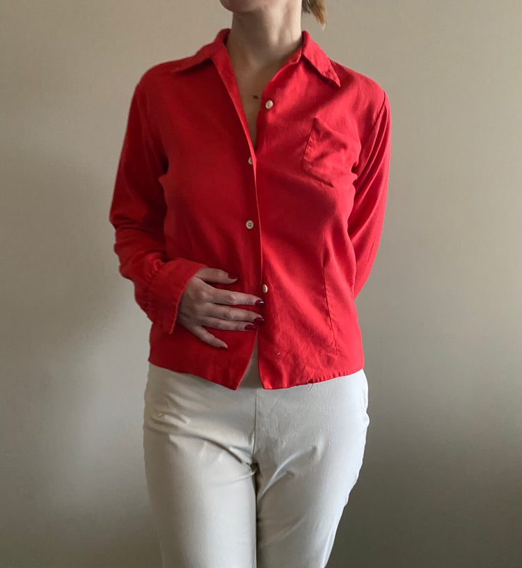 Red Button up Blouse