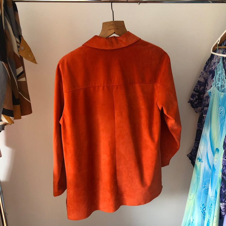 Vintage Suede Orange Shirt Jacket