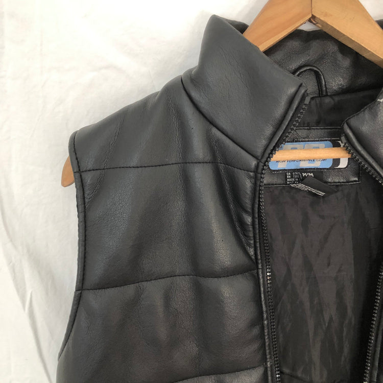 90s Faux Leather Puffy Vest