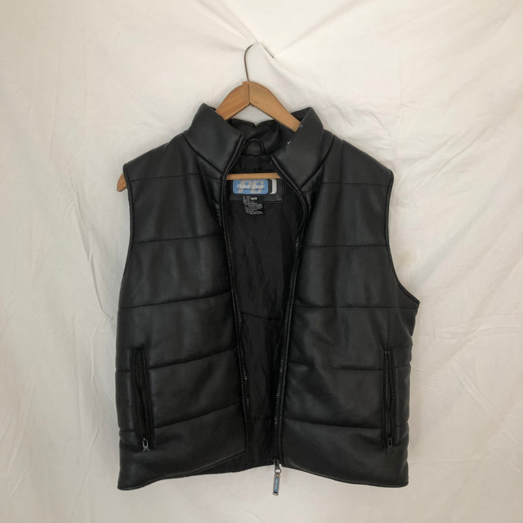90s Faux Leather Puffy Vest