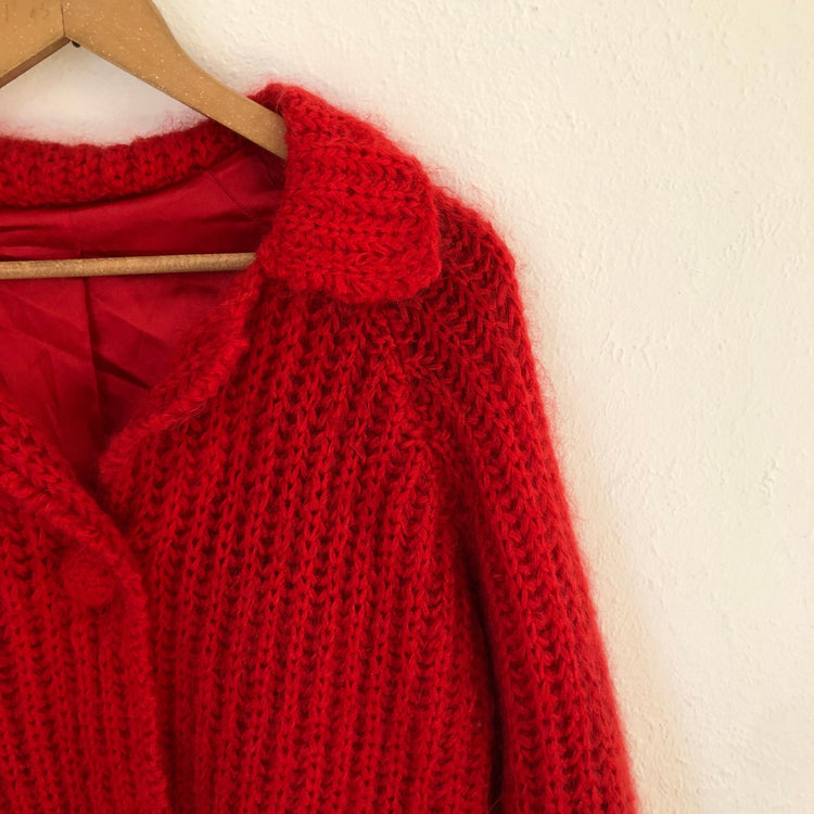 Vintage Red Knit Coat