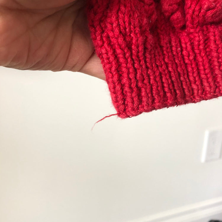 Vintage Red Handmade Knit Cardigan